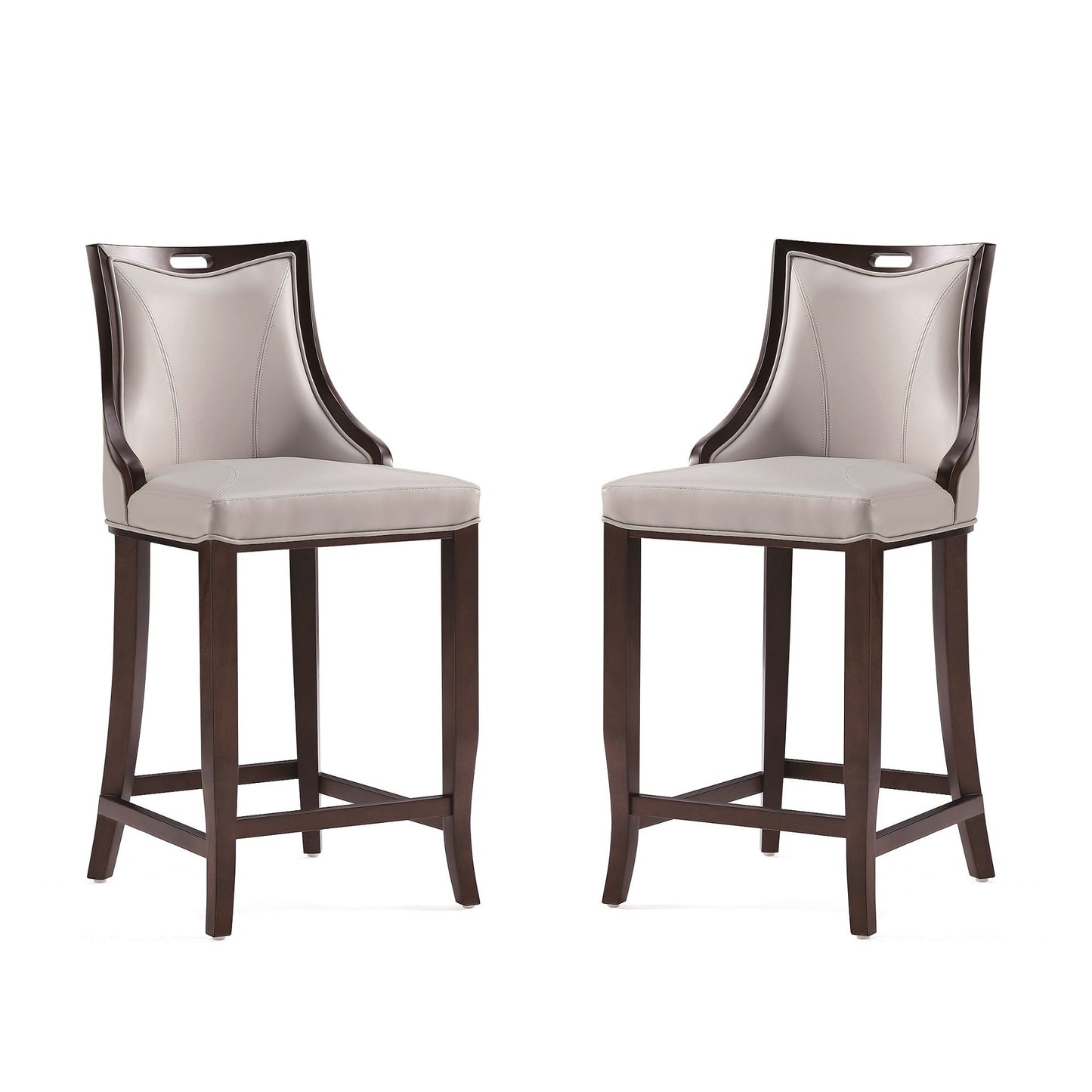 Manhattan Comfort Emperor 41 in. Walnut Beech Wood Bar Stool (Set of 2 or 3)