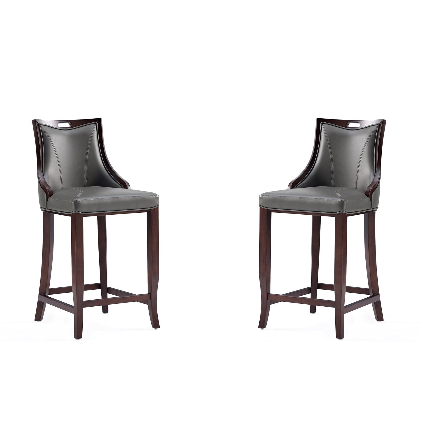 Manhattan Comfort Emperor 41 in. Walnut Beech Wood Bar Stool (Set of 2 or 3)