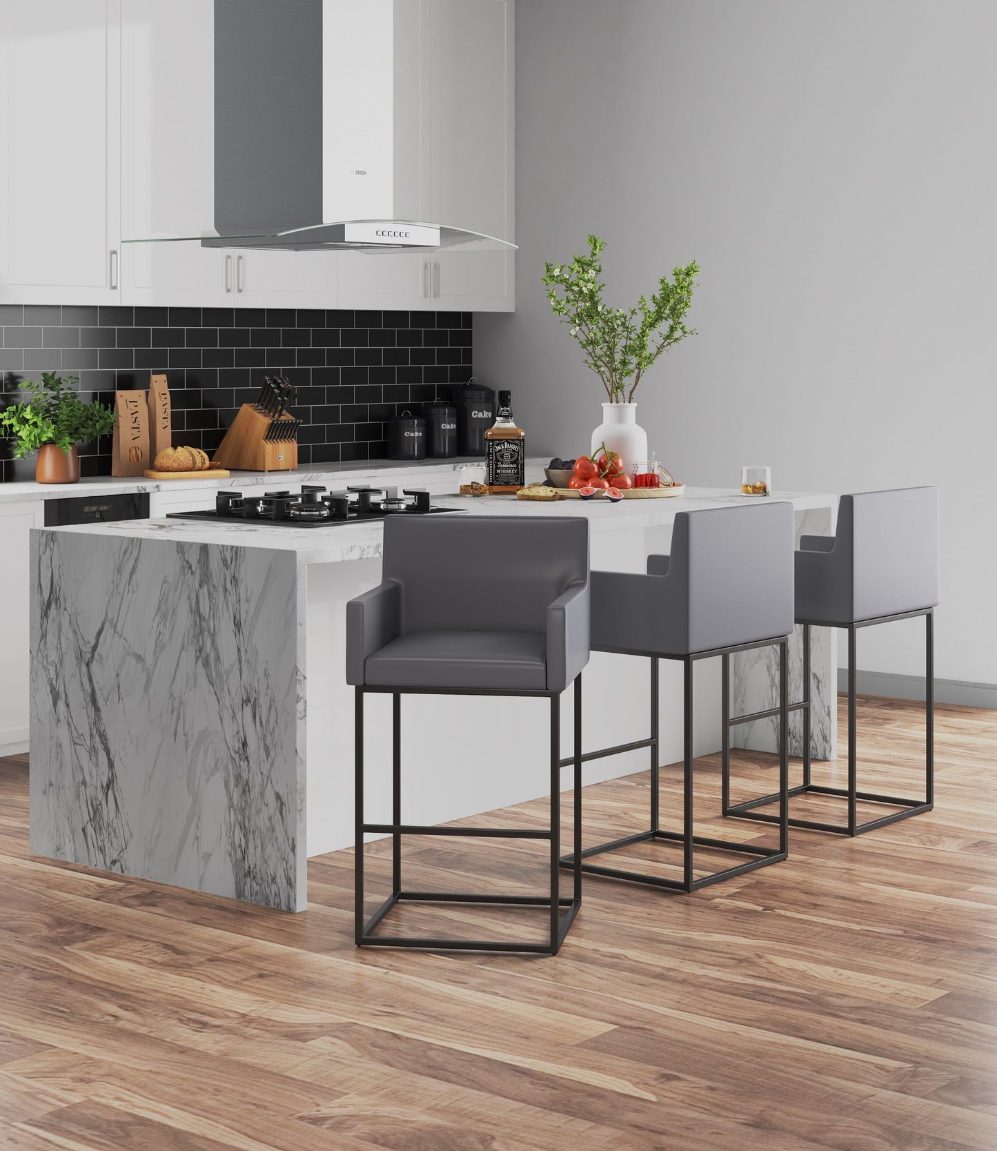 Manhattan Comfort Ambassador Metal Barstool and Counter Height Bar Stool Collection