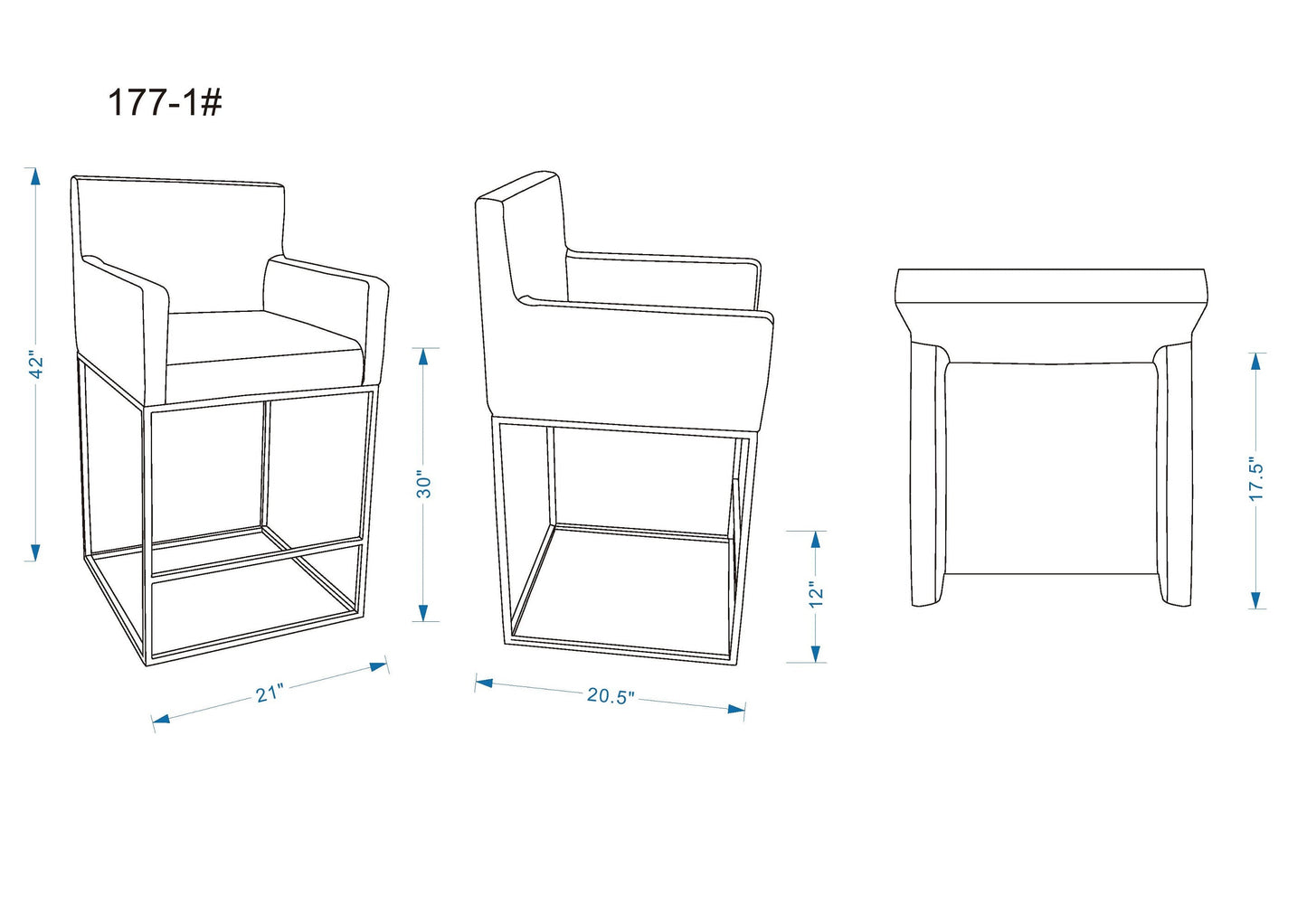 Manhattan Comfort Ambassador Metal Barstool and Counter Height Bar Stool Collection