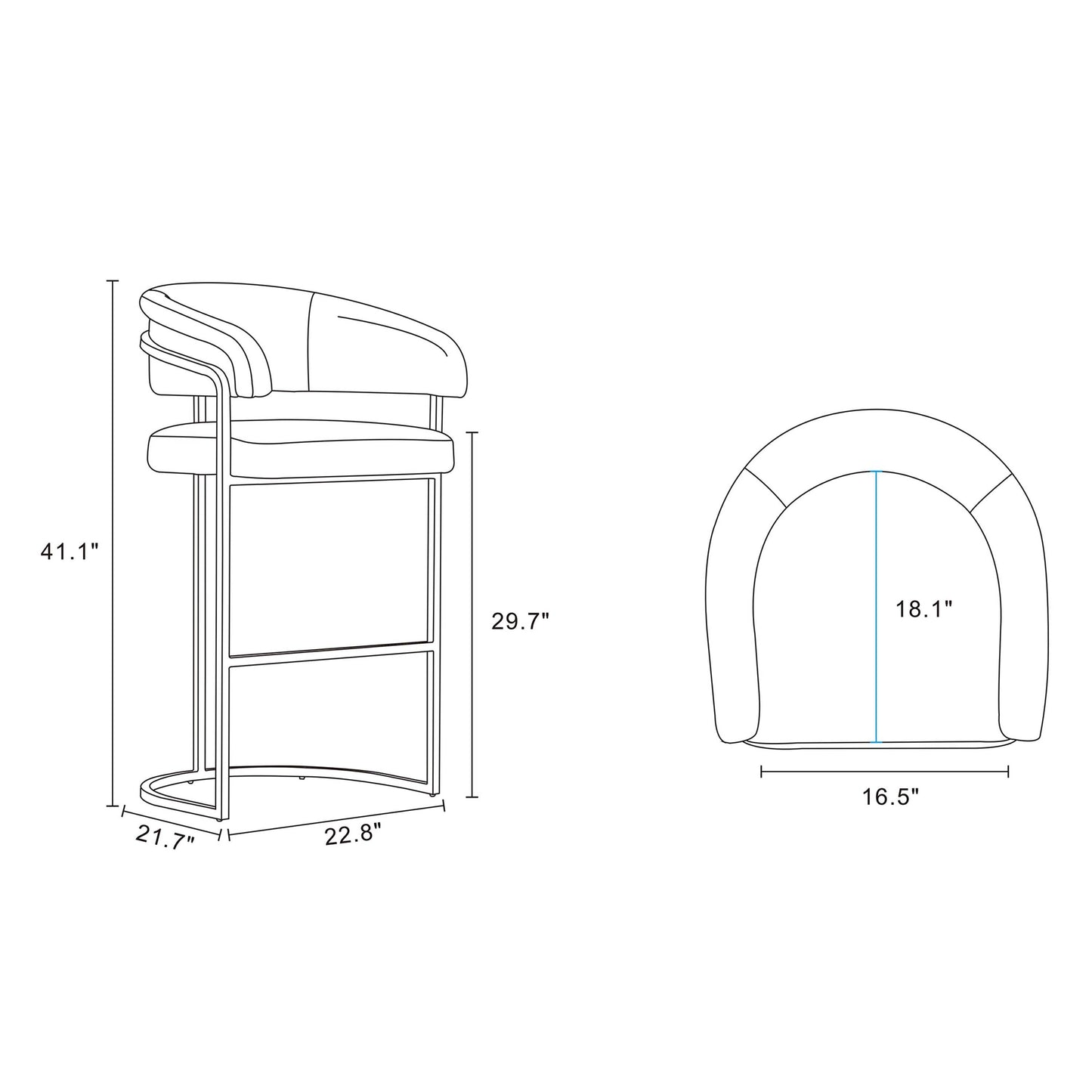 Manhattan Comfort Augusta Modern Leatherette Upholstered Barstool and Counter Stool - Set of 2