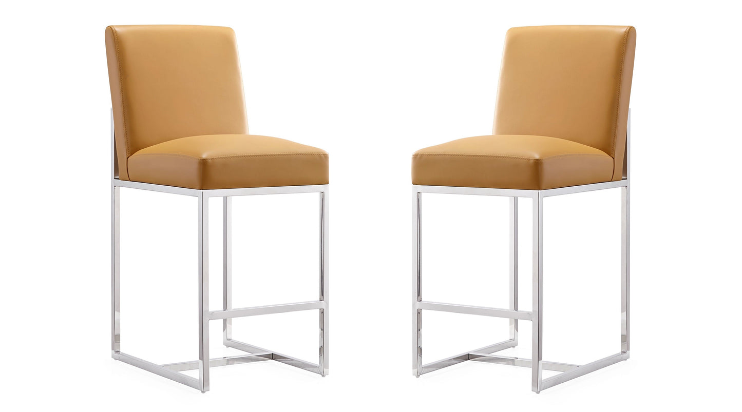 Manhattan Comfort Element 37.2 in. Polished Chrome Stainless Steel Counter Height Bar Stool