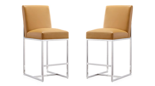 Manhattan Comfort Element 37.2 in. Polished Chrome Stainless Steel Counter Height Bar Stool