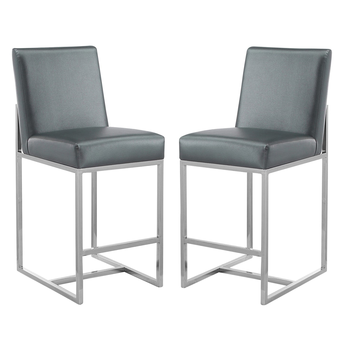 Manhattan Comfort Element 37.2 in. Polished Chrome Stainless Steel Counter Height Bar Stool