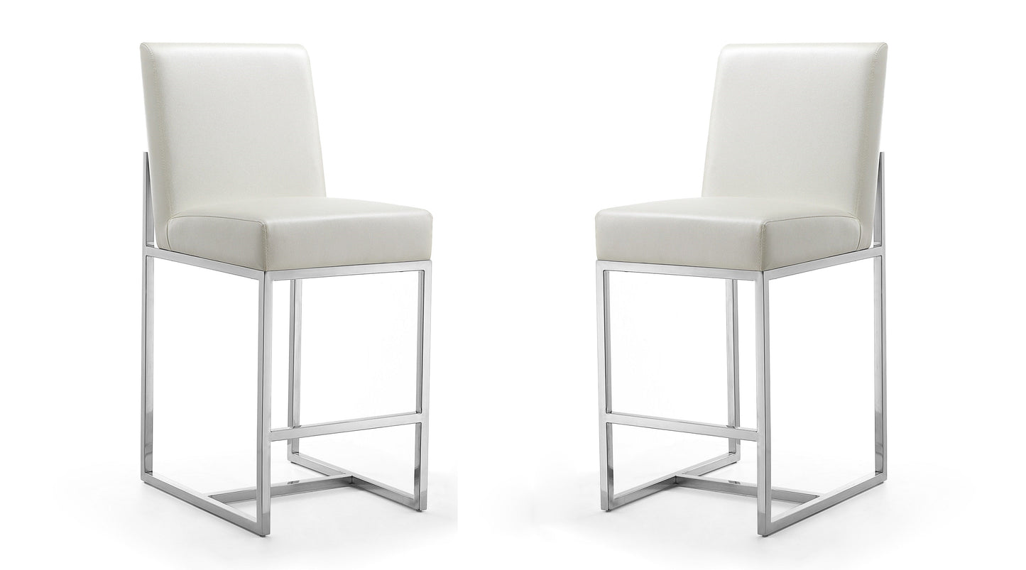 Manhattan Comfort Element 37.2 in. Counter Height Bar Stool with Polished Chrome Stainless Steel