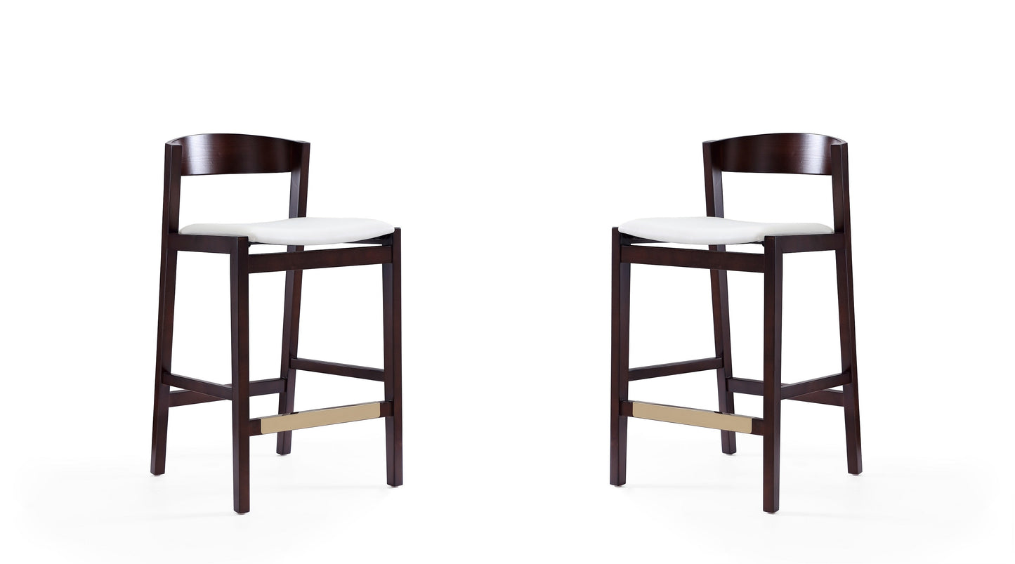 Manhattan Comfort Klismos 36.75 in. Dark Walnut Beech Wood Counter Height Bar Stool