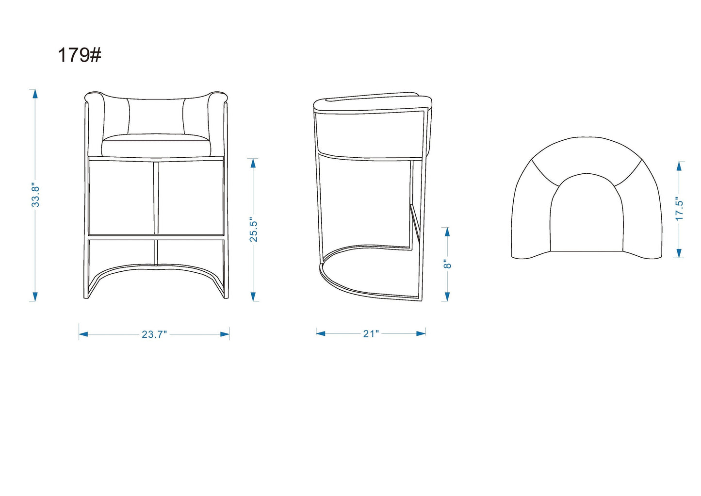 Manhattan Comfort Cosmopolitan 33.8 in. and 37.8 in. Metal Counter Height Bar Stool