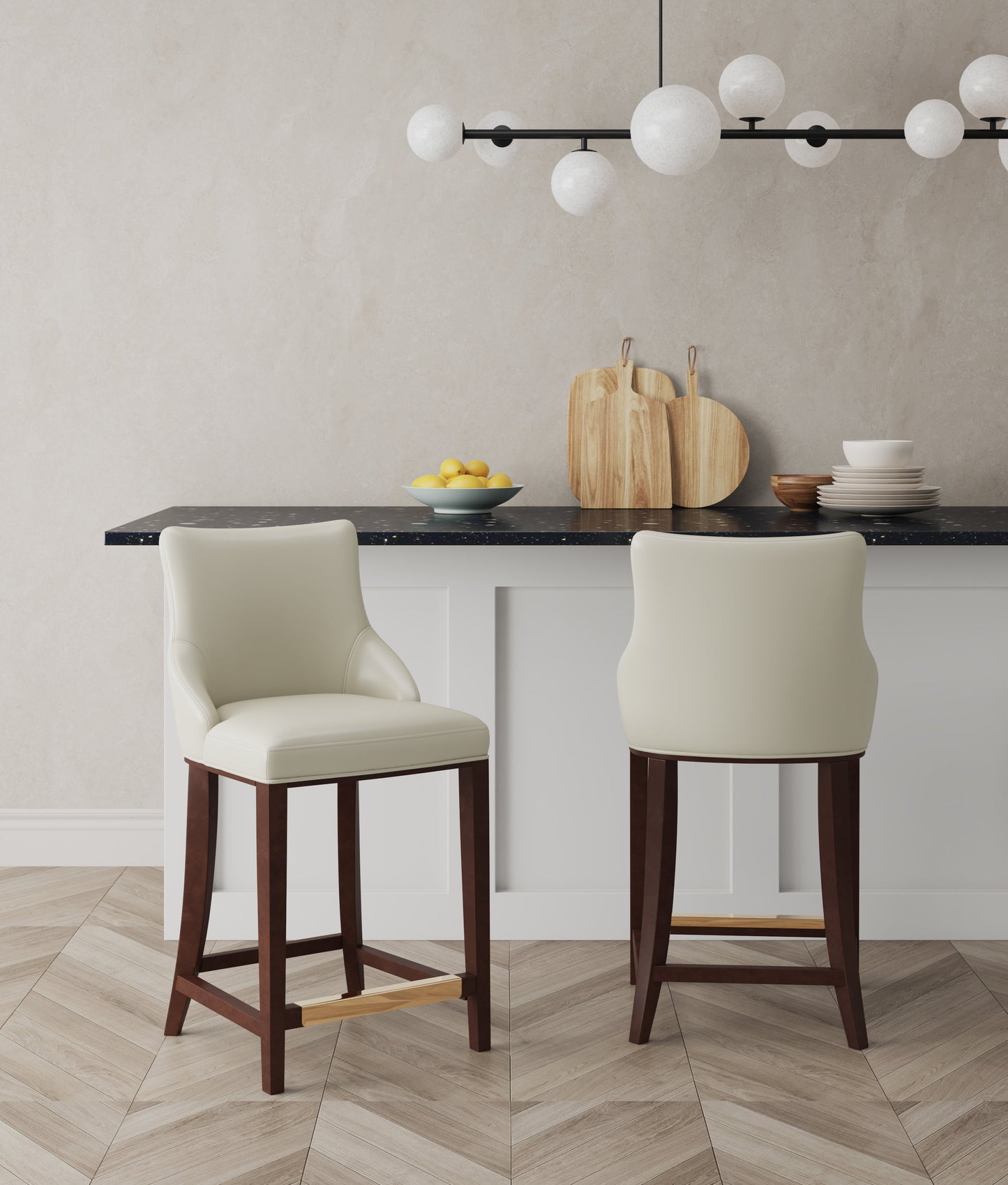 Manhattan Comfort Modern Shubert Barstool and Counter Stool with Beech Wood Legs