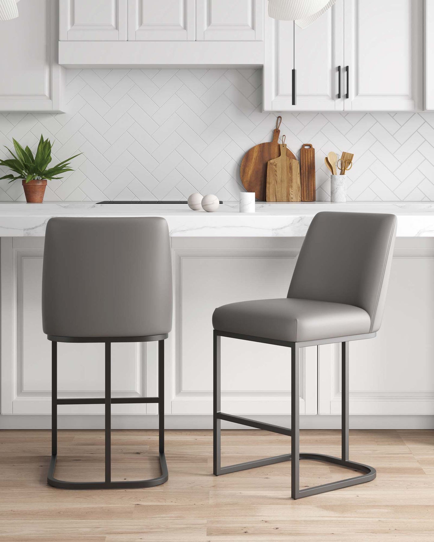 Manhattan Comfort Serena Modern Leatherette Upholstered Barstool and Counter Stool Set
