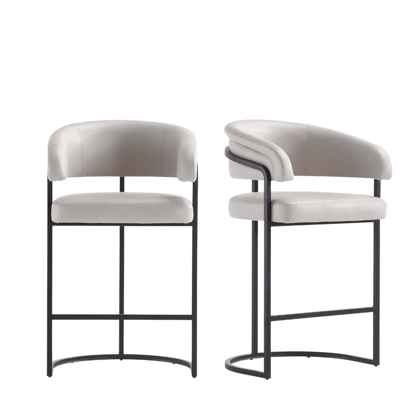 Manhattan Comfort Augusta Modern Leatherette Upholstered Barstool and Counter Stool - Set of 2