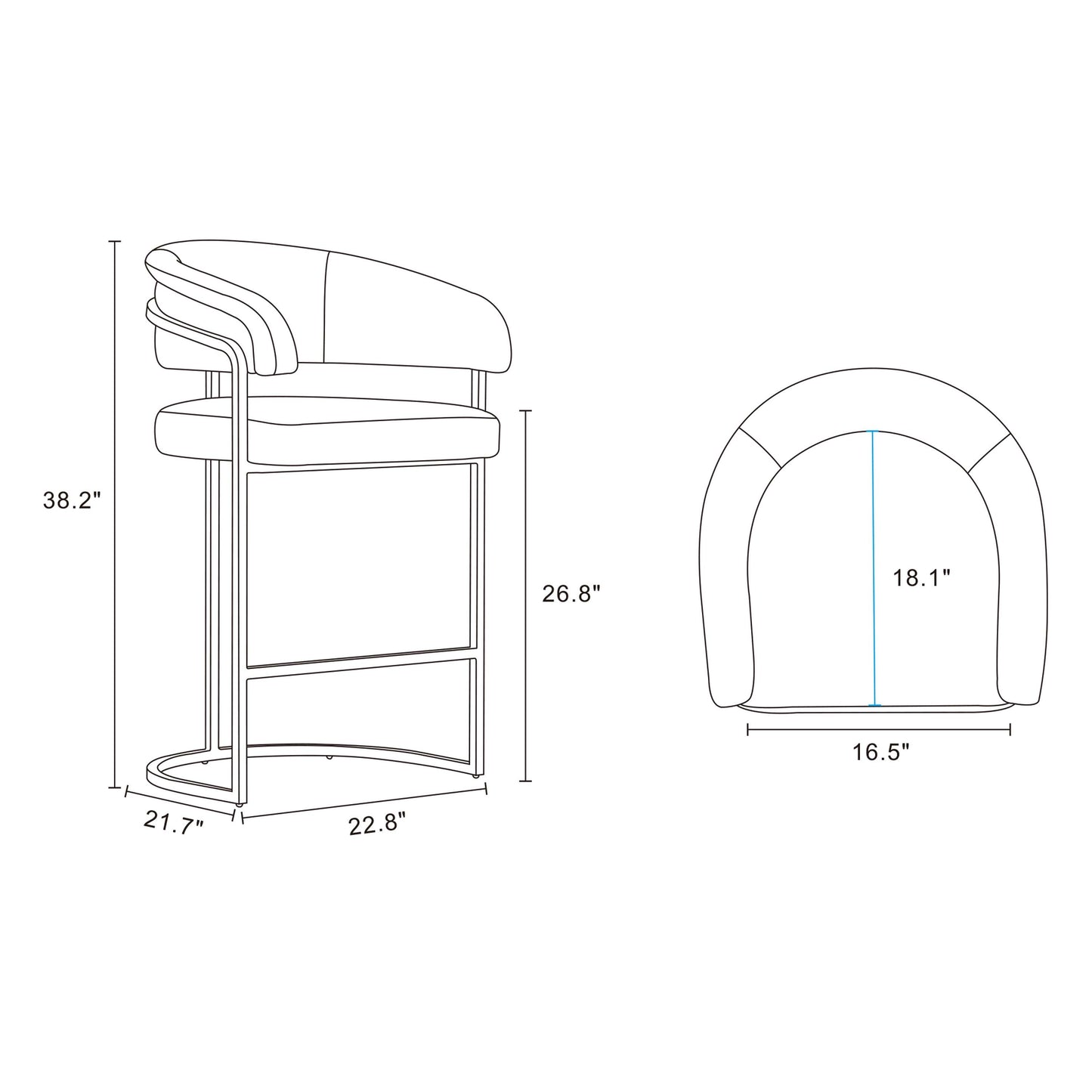 Manhattan Comfort Augusta Modern Leatherette Upholstered Barstool and Counter Stool - Set of 2