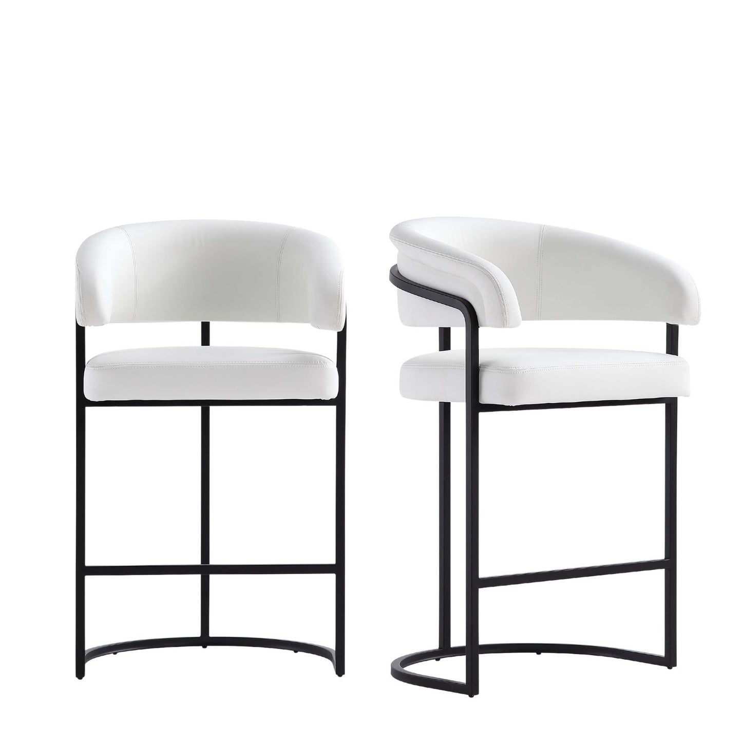 Manhattan Comfort Augusta Modern Leatherette Upholstered Barstool and Counter Stool - Set of 2