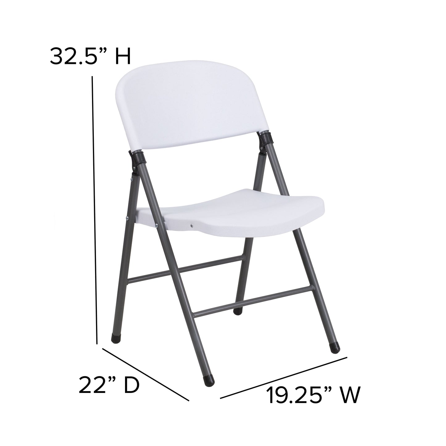 White Plastic Folding Chair 2-DAD-YCD-50-WH-GG
