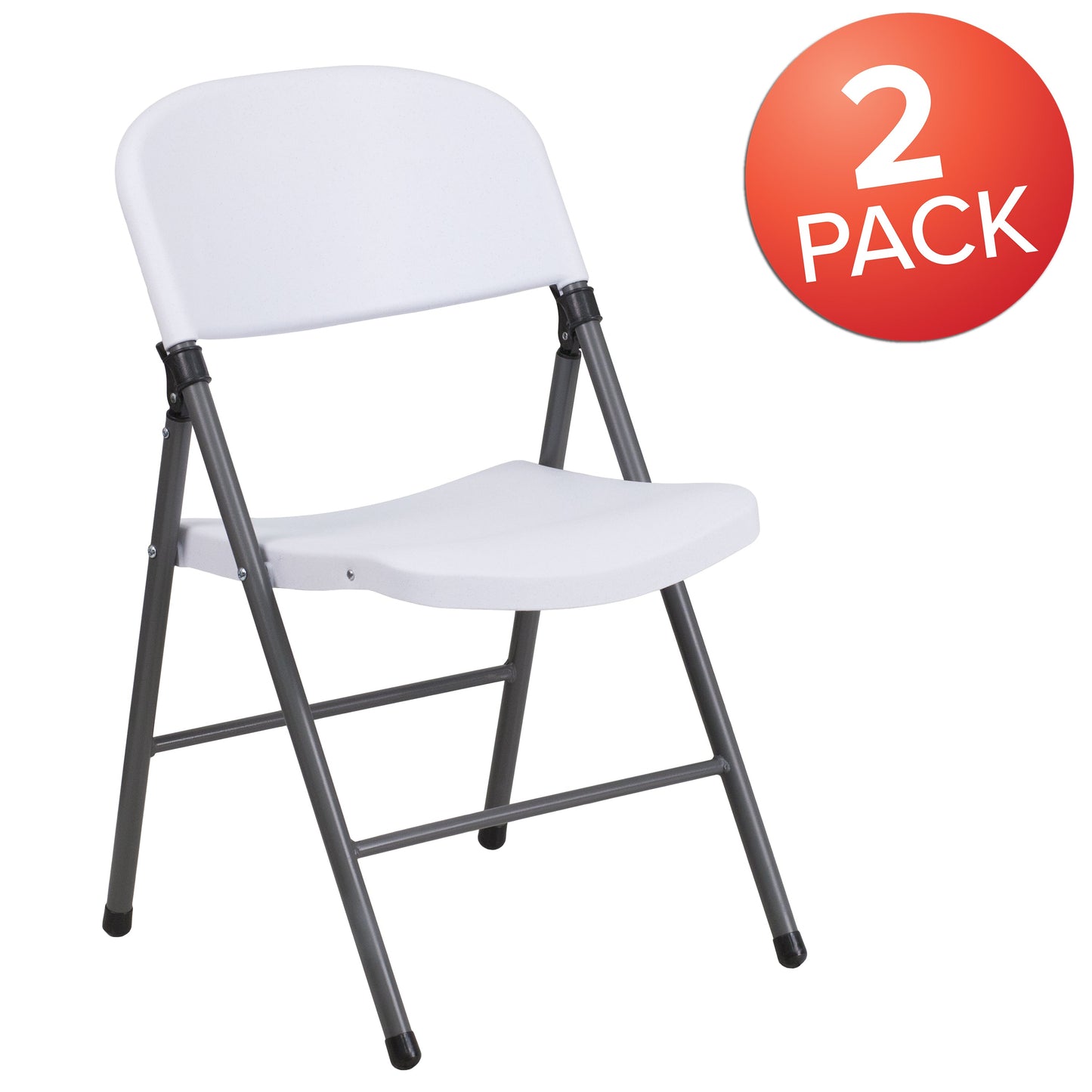 White Plastic Folding Chair 2-DAD-YCD-50-WH-GG