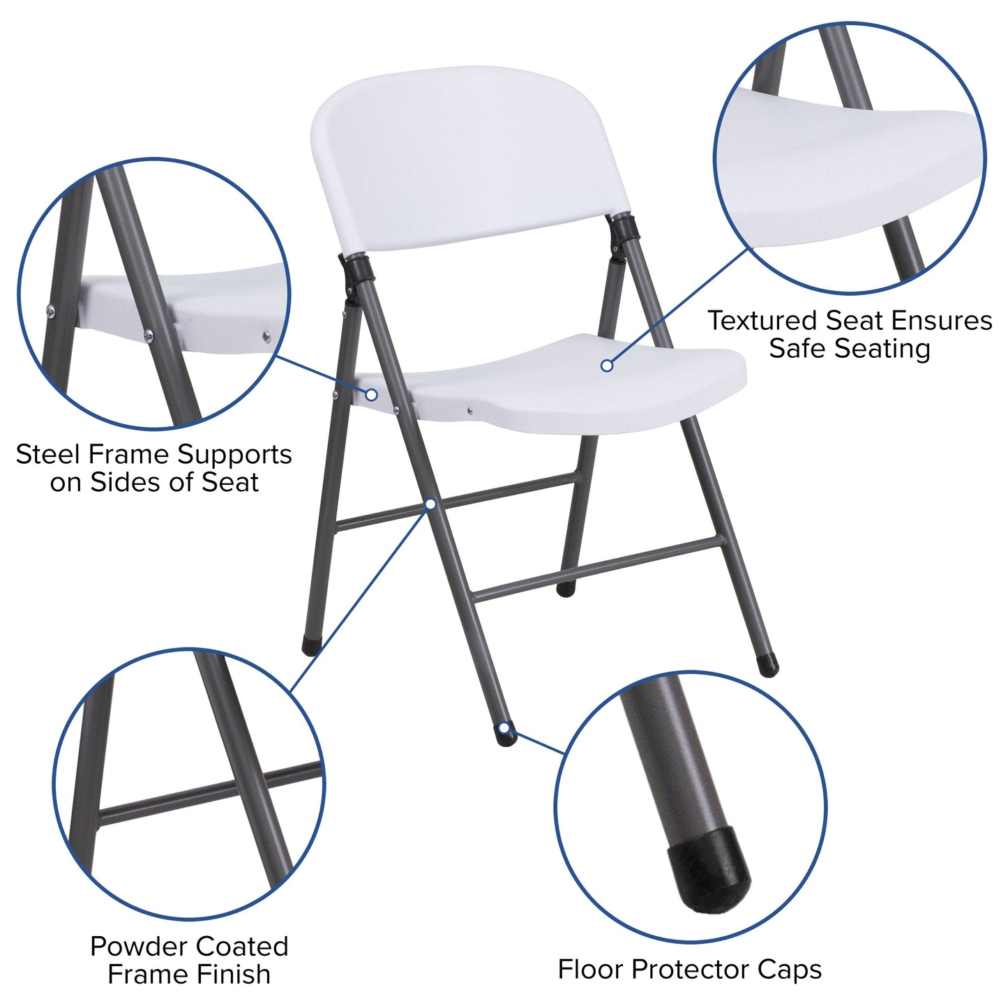White Plastic Folding Chair 2-DAD-YCD-50-WH-GG