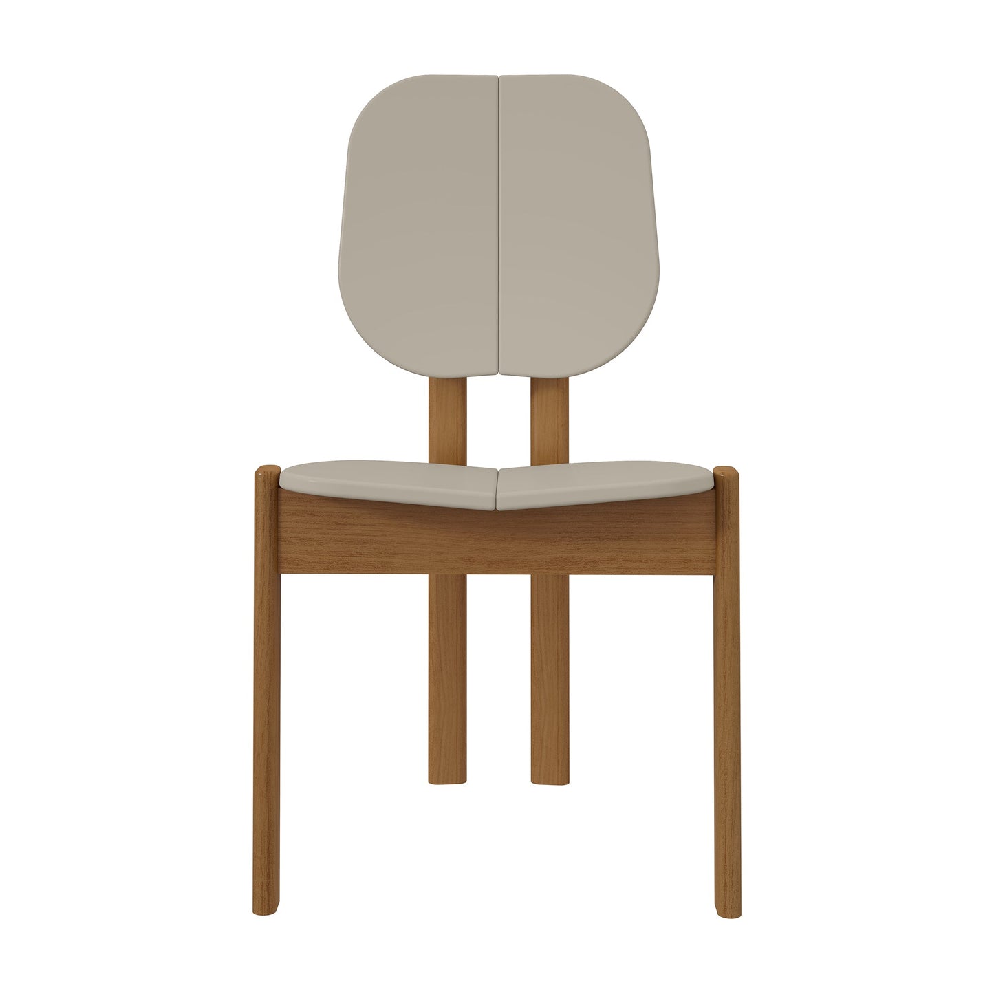 Manhattan Comfort Mid-Century Modern Gales Dining Chair with Solid Wood Legs in Greige - Set of 4 2-DC-83938-OW