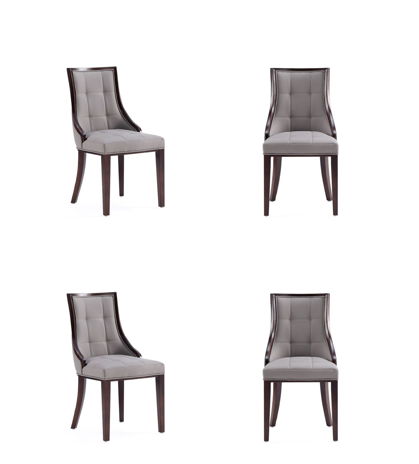 Manhattan Comfort Fifth Avenue Faux Leather Dining Chair in Grey and Walnut (Set of 4) 2-DC008-GY