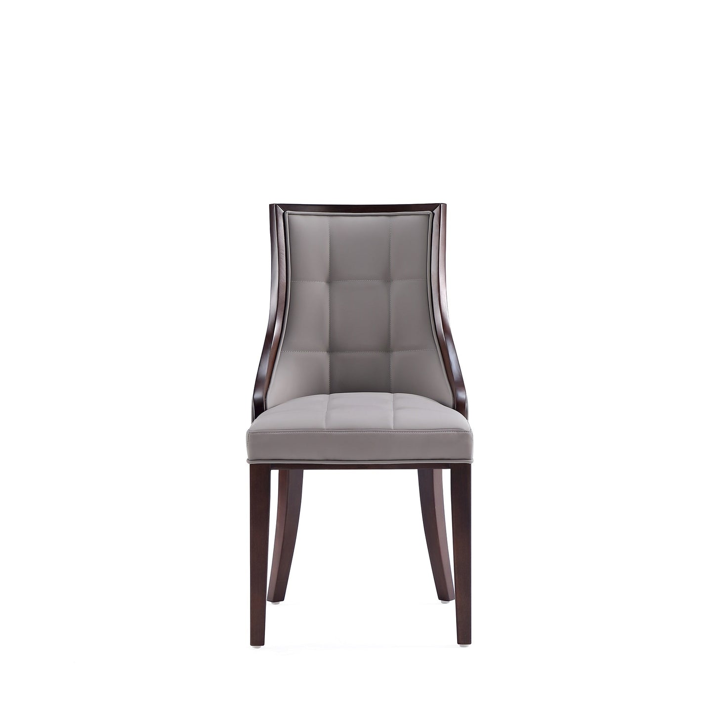 Manhattan Comfort Fifth Avenue Faux Leather Dining Chair in Grey and Walnut (Set of 4) 2-DC008-GY