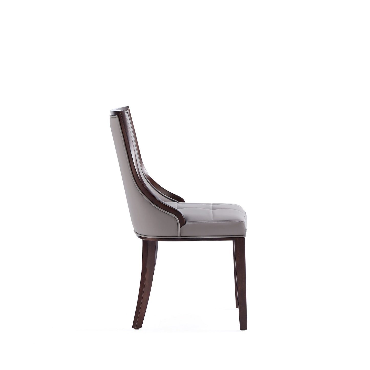 Manhattan Comfort Fifth Avenue Faux Leather Dining Chair in Grey and Walnut (Set of 4) 2-DC008-GY