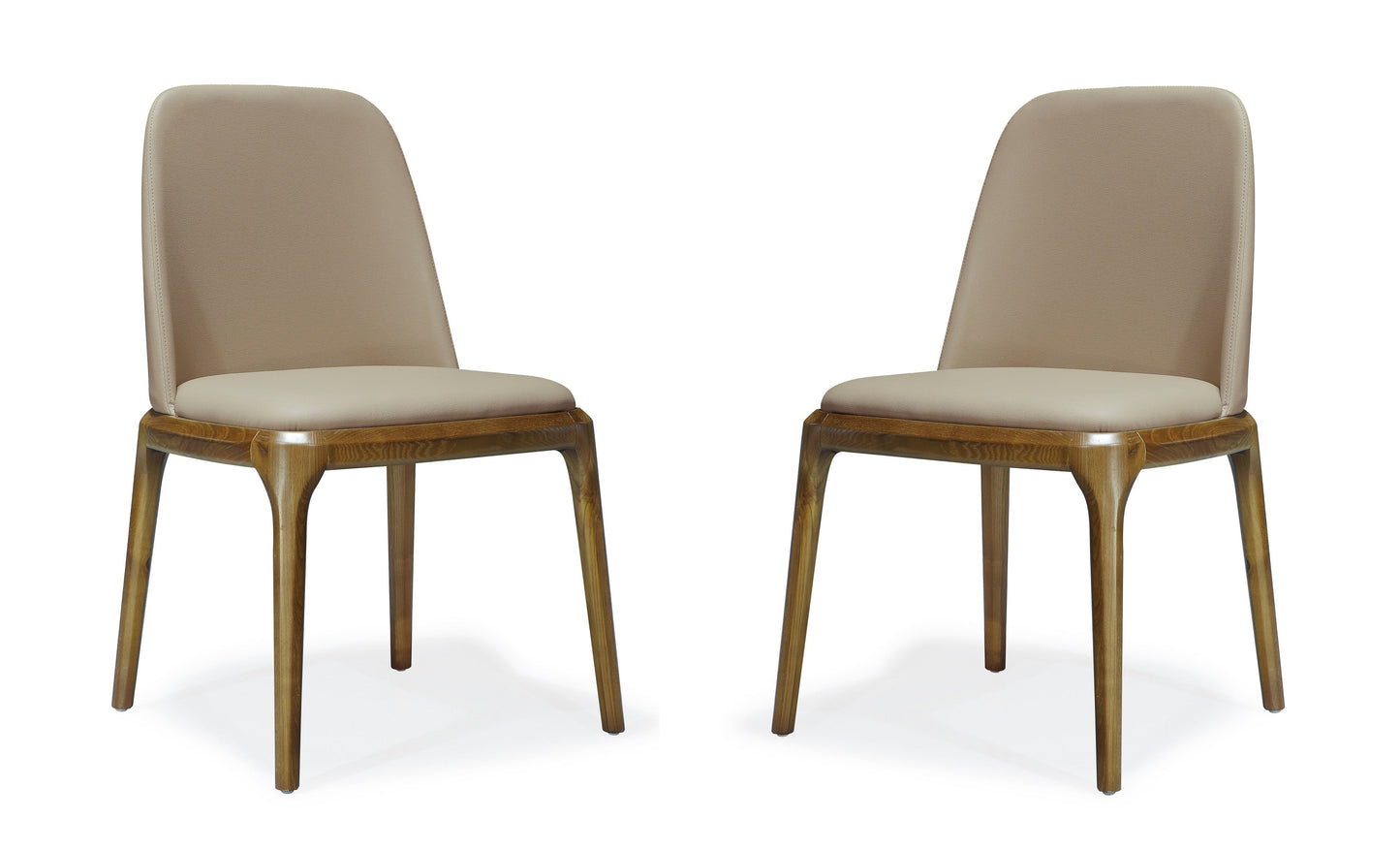 Manhattan Comfort Courding Tan and Walnut Faux Leather Dining Chair (Set of 2) 2-DC009-TN