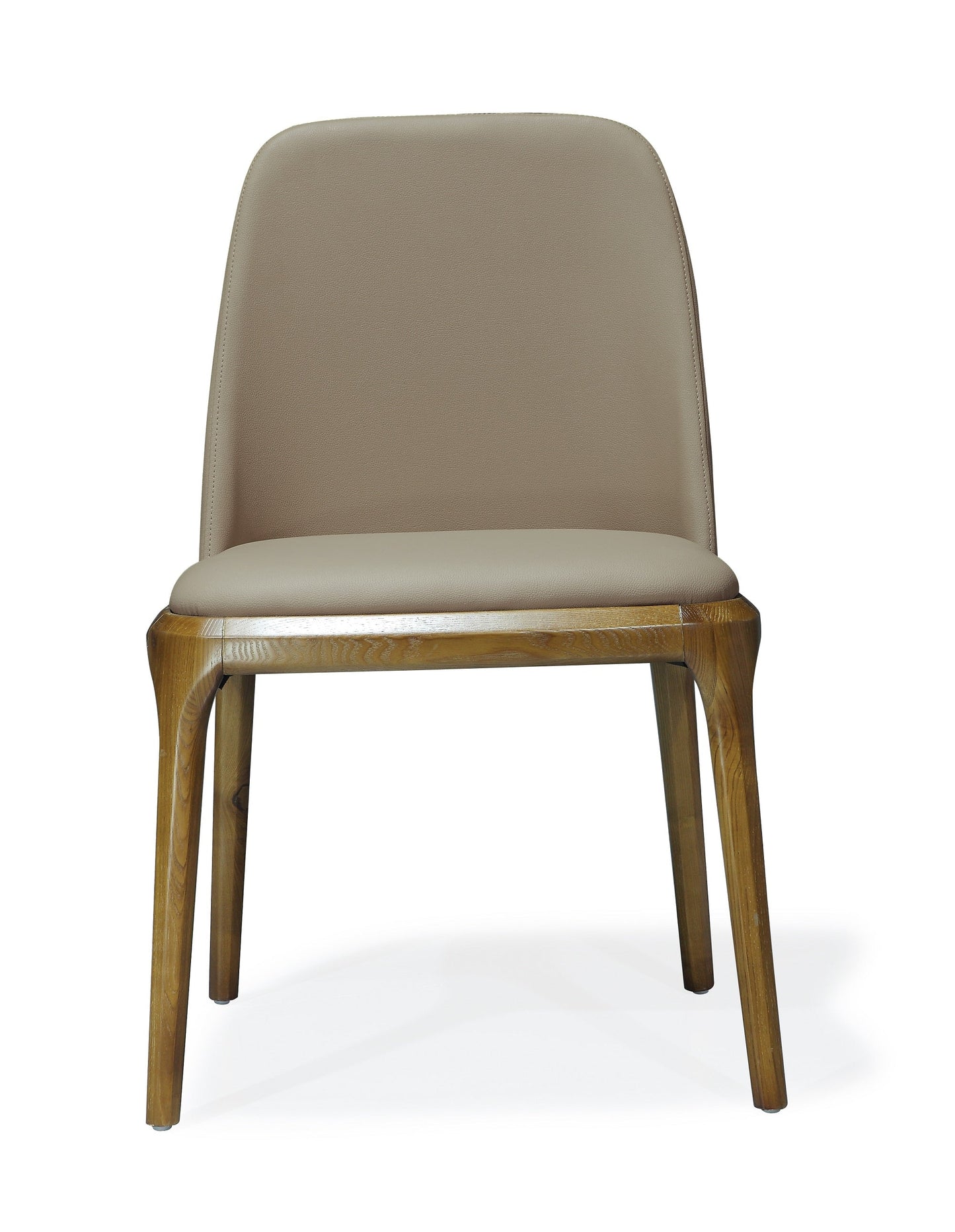 Manhattan Comfort Courding Tan and Walnut Faux Leather Dining Chair (Set of 2) 2-DC009-TN