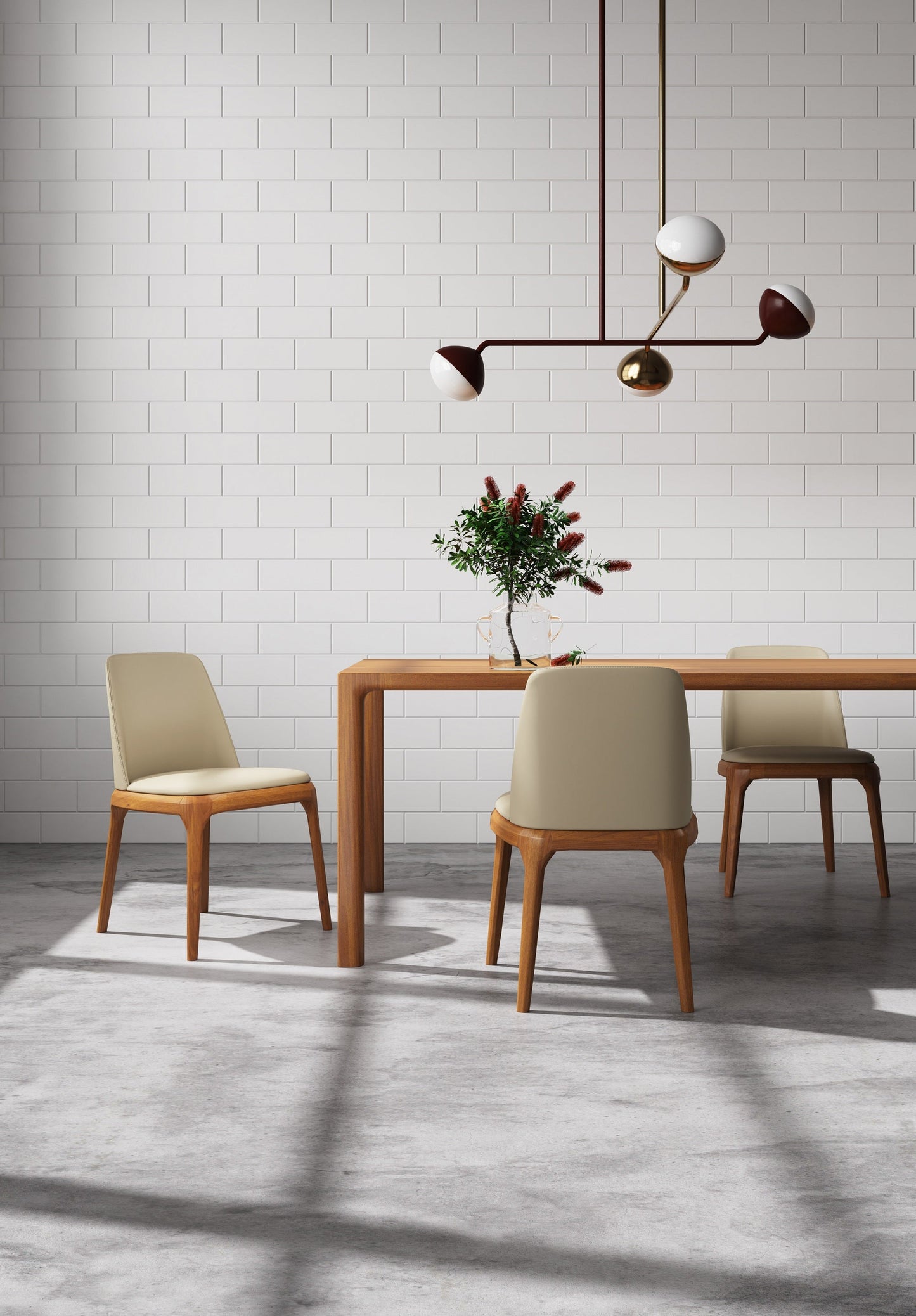 Manhattan Comfort Courding Tan and Walnut Faux Leather Dining Chair (Set of 2) 2-DC009-TN