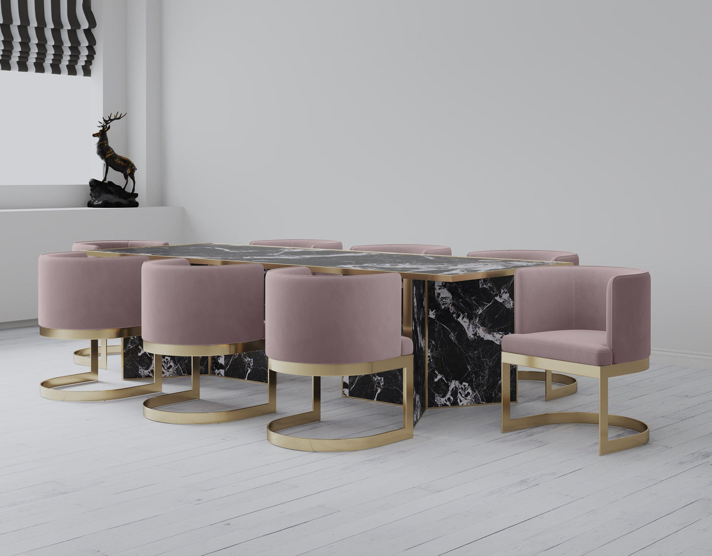 Manhattan Comfort Aura Velvet Dining Chair with Polished Brass (Set of 2)