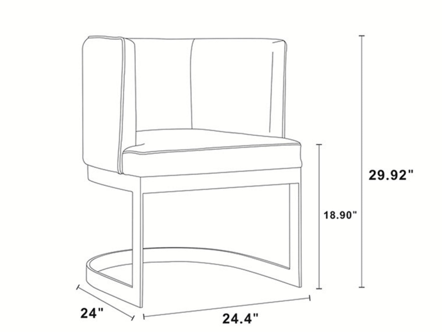 Manhattan Comfort Aura Velvet Dining Chair with Polished Brass (Set of 2)