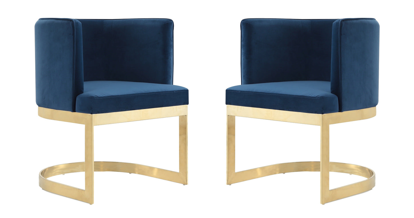 Manhattan Comfort Aura Velvet Dining Chair with Polished Brass (Set of 2)