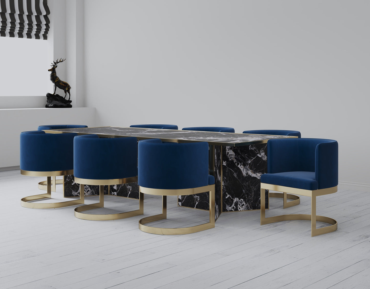 Manhattan Comfort Aura Velvet Dining Chair with Polished Brass (Set of 2)