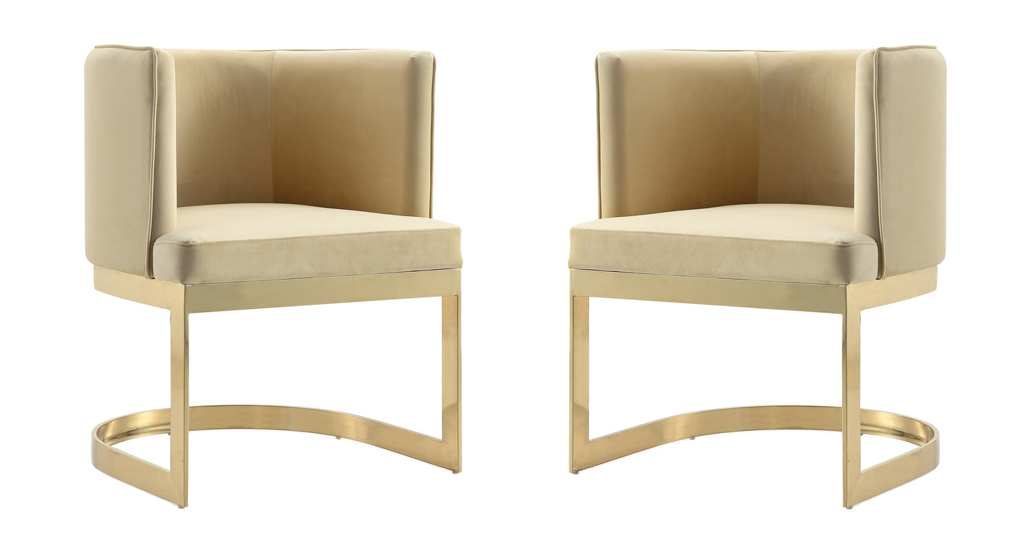 Manhattan Comfort Aura Velvet Dining Chair with Polished Brass (Set of 2)