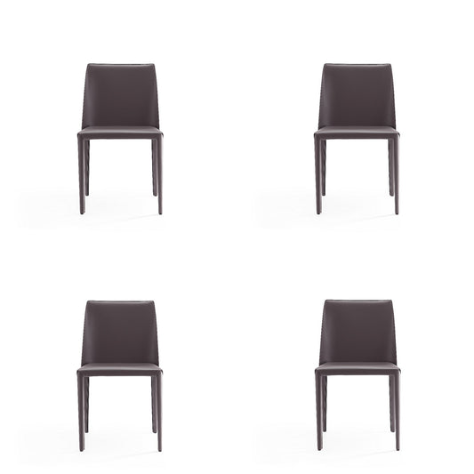 Manhattan Comfort Paris Grey Saddle Leather Dining Chair (Set of 4)- 2-DC032-GY