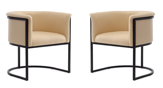 Manhattan Comfort Cosmopolitan Tan and Black Faux Leather Dining Chair (Set of 2) 2-DC044-TN