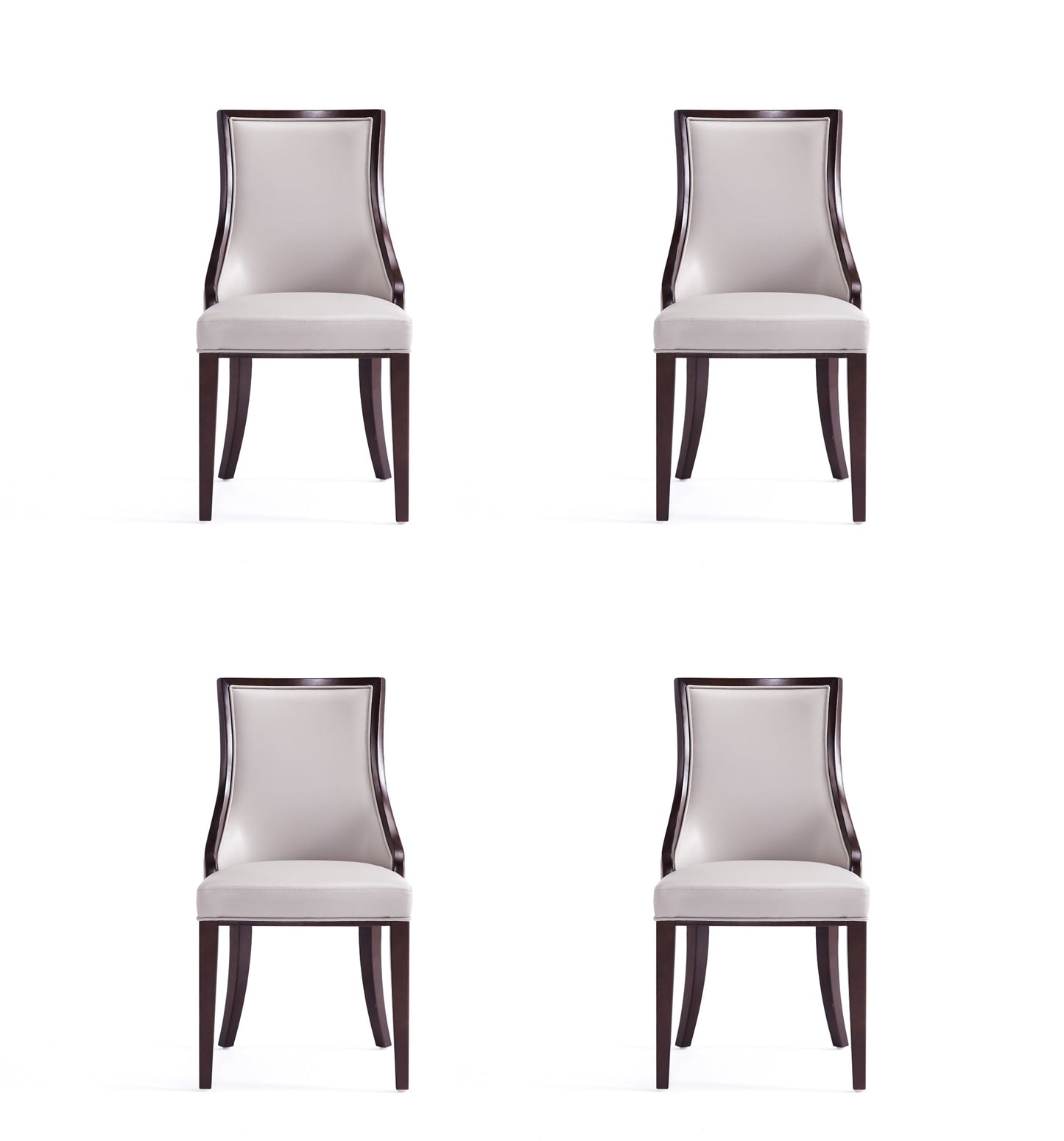 Manhattan Comfort Grand Faux Leather Dining Chairs - Set of 4 in Light Grey 2-DC048-LG