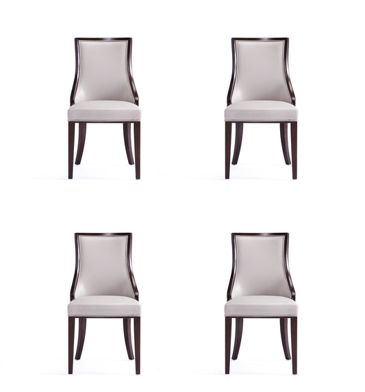 Manhattan Comfort Grand Faux Leather Dining Chairs - Set of 4 in Light Grey 2-DC048-LG