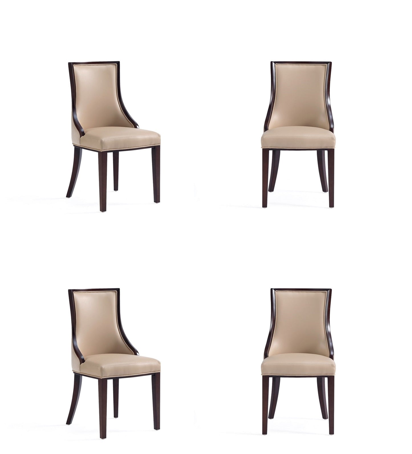 Manhattan Comfort Grand Faux Leather Dining Chair in Tan with Beech Wood Frame (Set of 4) 2-DC048-TN