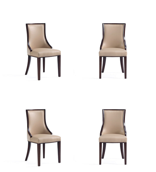 Manhattan Comfort Grand Faux Leather Dining Chair in Tan with Beech Wood Frame (Set of 4) 2-DC048-TN