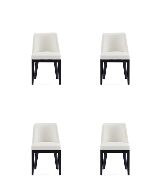 Manhattan Comfort Gansevoort Modern Faux Leather Dining Chair in Cream (Set of 4) 2-DC051-CR