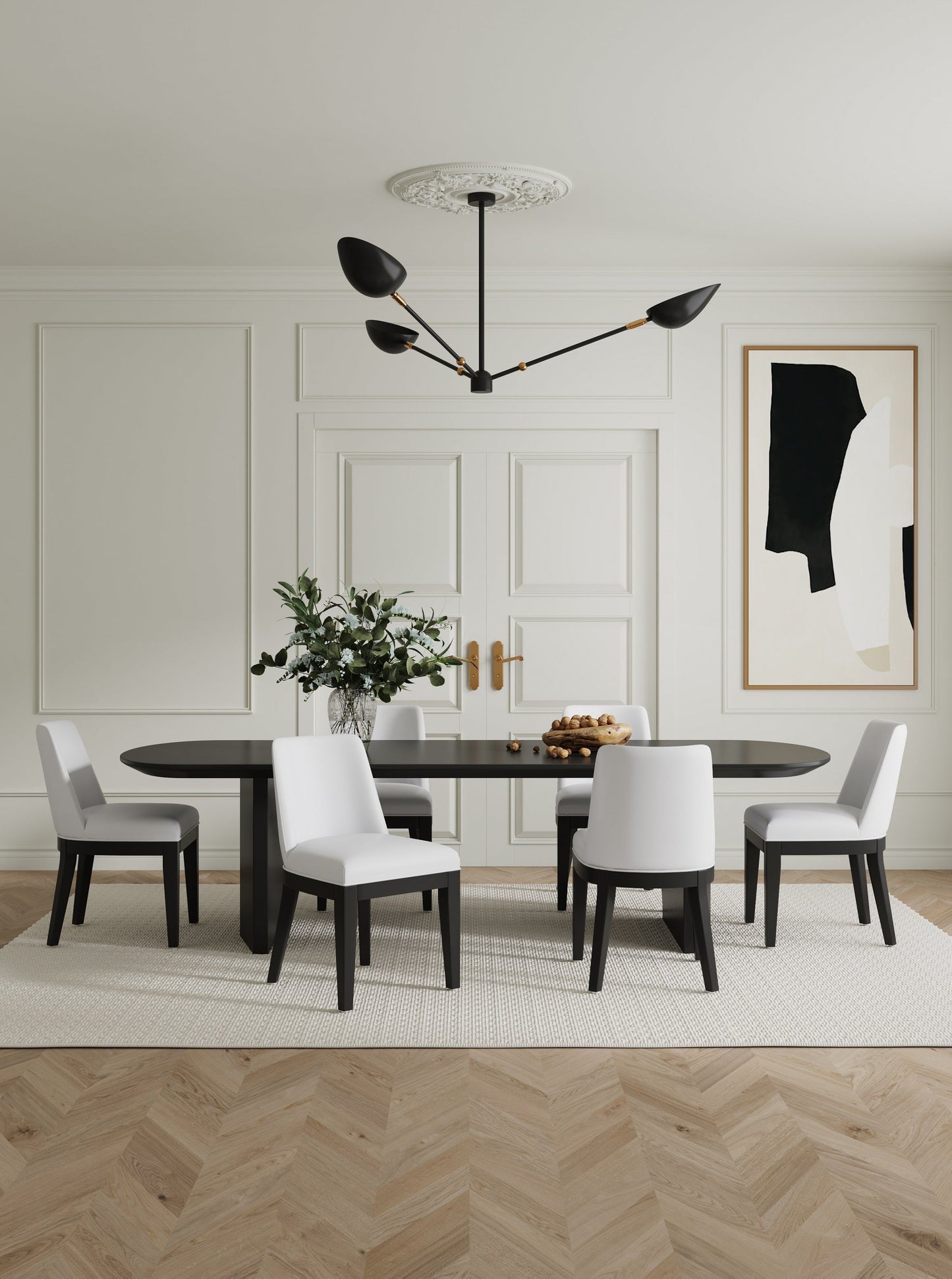 Manhattan Comfort Gansevoort Modern Faux Leather Dining Chair in Cream (Set of 4) 2-DC051-CR