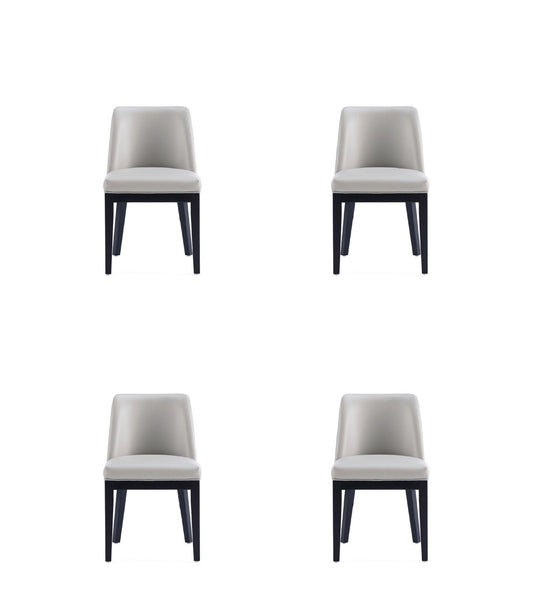 Manhattan Comfort Gansevoort Modern Faux Leather Dining Chair in Light Grey (Set of 4) 2-DC051-LG