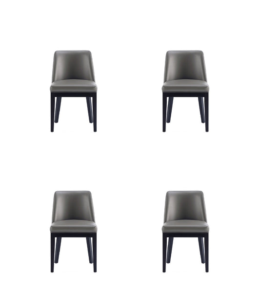 Manhattan Comfort Gansevoort Modern Faux Leather Dining Chair in Pebble Grey (Set of 4) 2-DC051-PE
