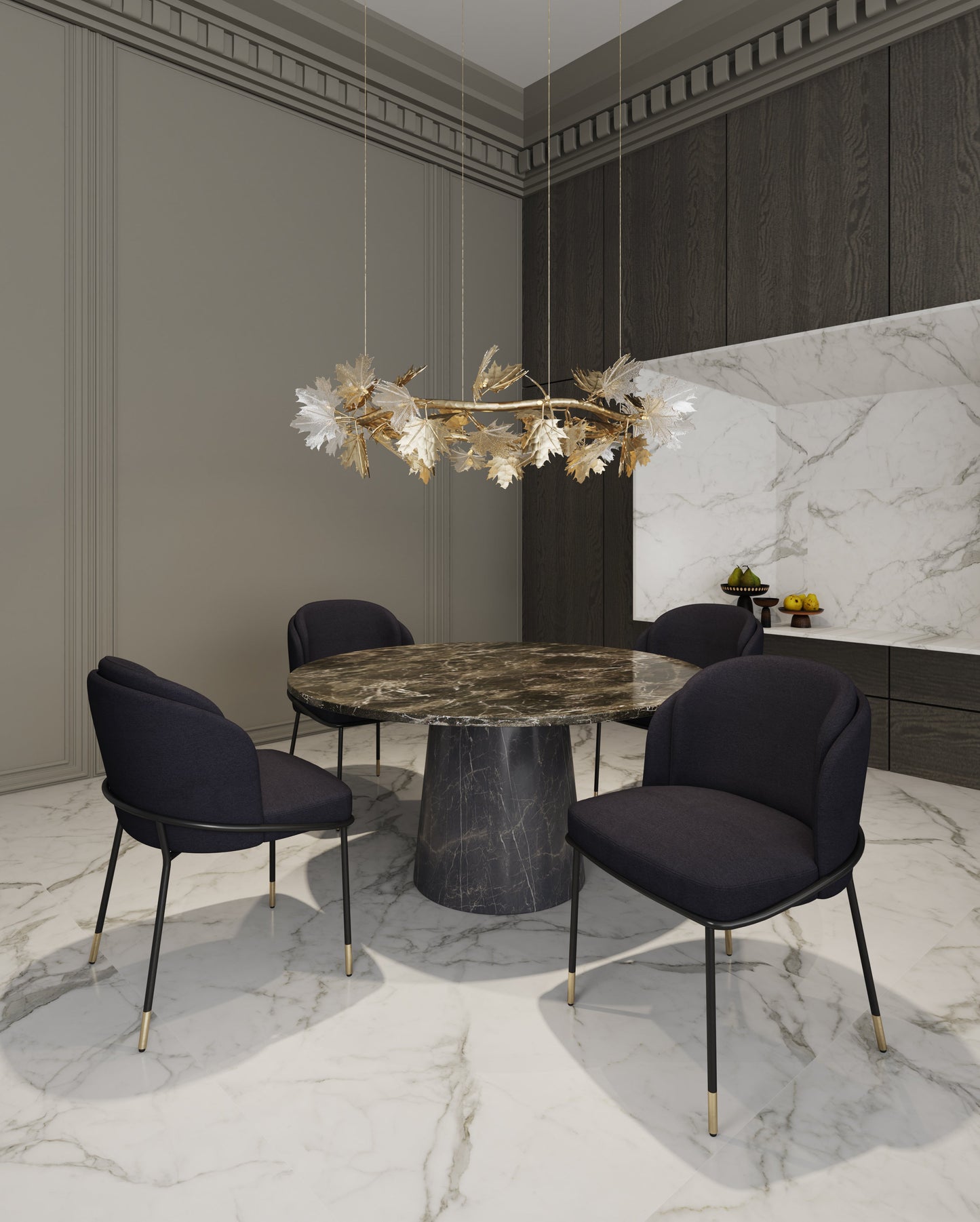 Manhattan Comfort Flor Fabric Dining Chair - Set of 2 in Black 2-DC052-BK