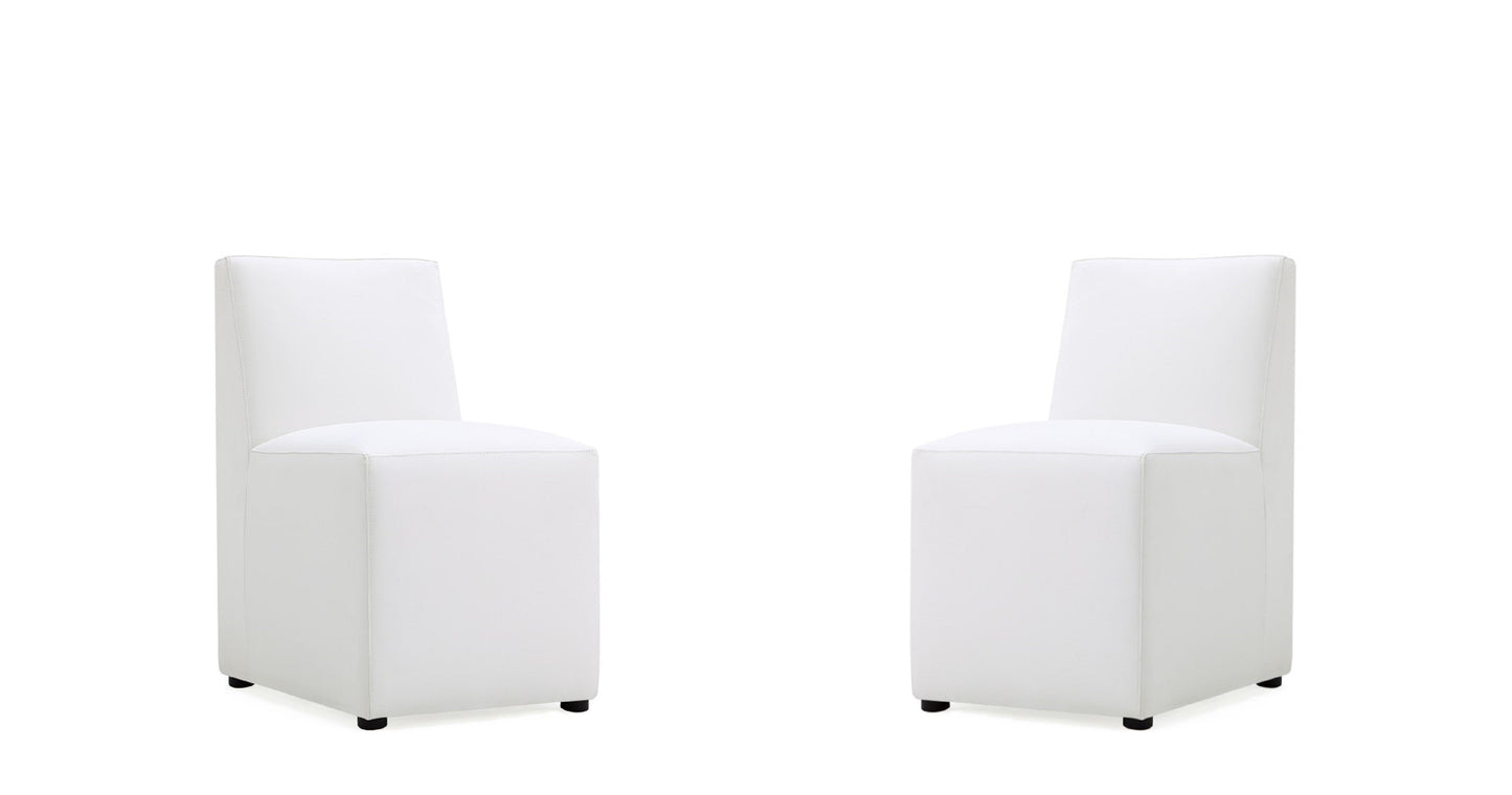 Manhattan Comfort Anna Modern Square Faux Leather Dining Chair in Cream (Set of 2) 2-DC058-CR