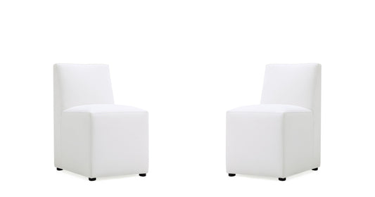 Manhattan Comfort Anna Modern Square Faux Leather Dining Chair in Cream (Set of 2) 2-DC058-CR