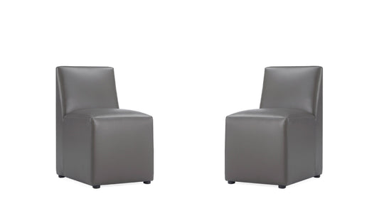 Manhattan Comfort Anna Modern Square Faux Leather Dining Chair in Pewter (Set of 2) 2-DC058-PE