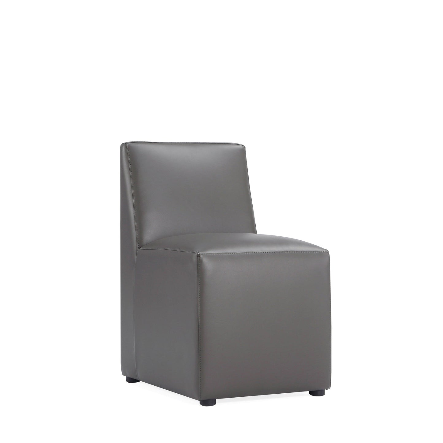 Manhattan Comfort Anna Modern Square Faux Leather Dining Chair in Pewter (Set of 2) 2-DC058-PE
