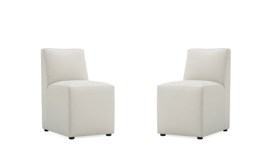 Manhattan Comfort Anna Modern Square Faux Leather Dining Chair in Light Stone Grey (Set of 2) 2-DC058-ST