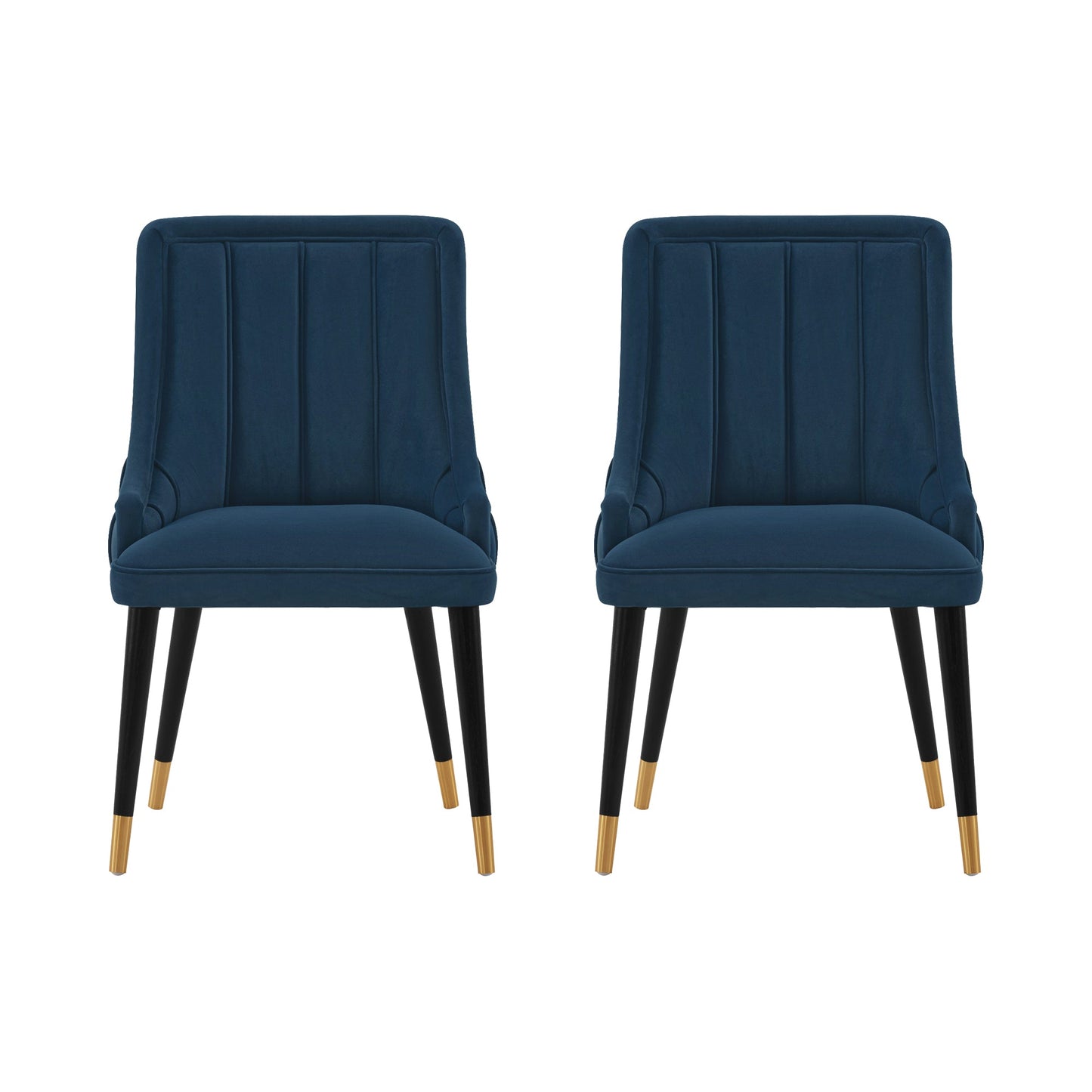 Manhattan Comfort Modern Eda Velvet Dining Chair in Midnight Blue- Set of 2 2-DC073-BL