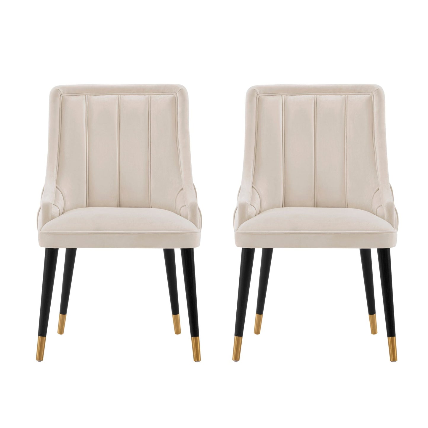 Manhattan Comfort Modern Eda Velvet Dining Chair in Midnight Cream- Set of 2 2-DC073-CR