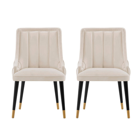 Manhattan Comfort Modern Eda Velvet Dining Chair in Midnight Cream- Set of 2 2-DC073-CR